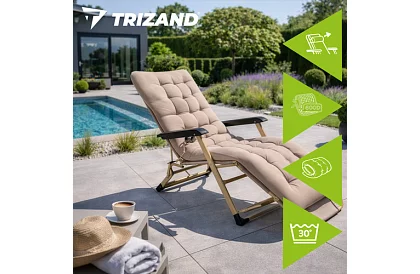 Leagăn de grădină pliabil 3 în 1 cu pernă - bej