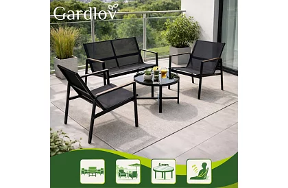 Mobilier de grădină MORENO – masă + 2 scaune + canapea