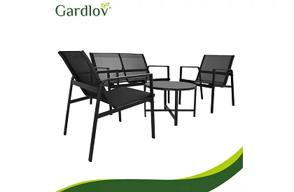 Mobilier de grădină MORENO – masă + 2 scaune + canapea