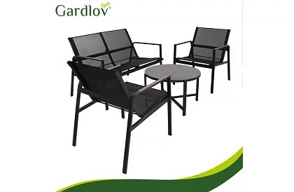 Mobilier de grădină MORENO – masă + 2 scaune + canapea