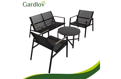 Mobilier de grădină MORENO – masă + 2 scaune + canapea