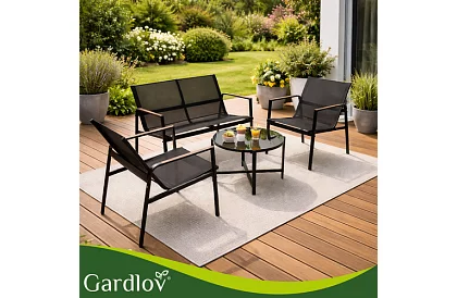 Mobilier de grădină MORENO – masă + 2 scaune + canapea