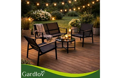 Mobilier de grădină MORENO – masă + 2 scaune + canapea