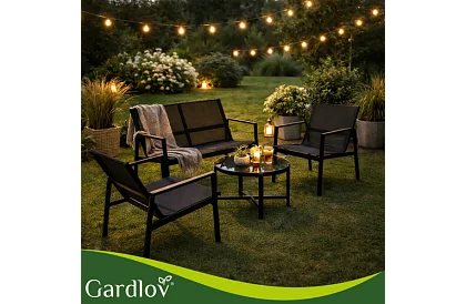 Mobilier de grădină MORENO – masă + 2 scaune + canapea