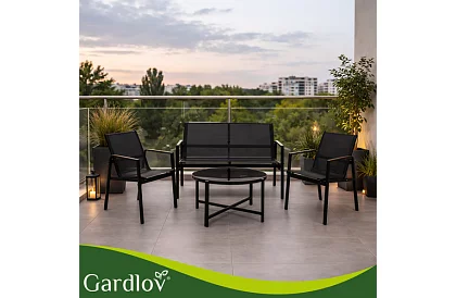 Mobilier de grădină MORENO – masă + 2 scaune + canapea