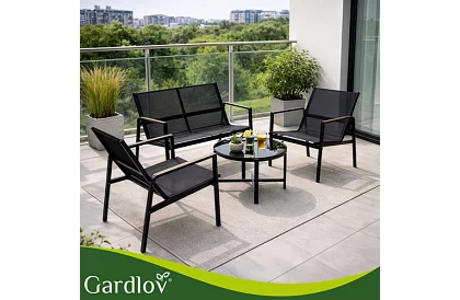 Mobilier de grădină MORENO – masă + 2 scaune + canapea