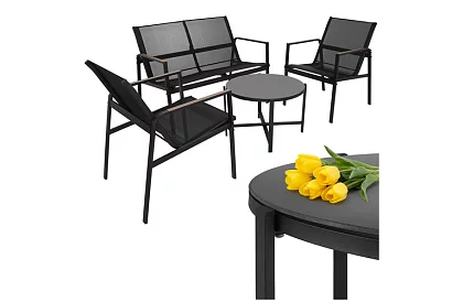 Mobilier de grădină MORENO – masă + 2 scaune + canapea