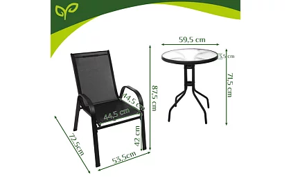 Set de mobilier de grădină – masă + 2 scaune