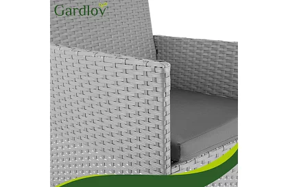 Set de mobilier de grădină – masă, canapea, 2 scaune – gri