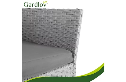 Set de mobilier de grădină – masă, canapea, 2 scaune – gri