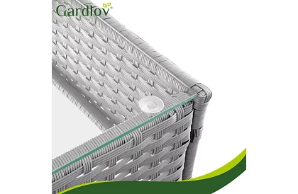 Set de mobilier de grădină – masă, canapea, 2 scaune – gri