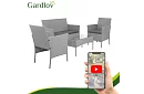 Set de mobilier de grădină – masă, canapea, 2 scaune – gri
