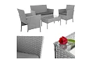 Set de mobilier de grădină – masă, canapea, 2 scaune – gri