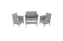 Set de mobilier de grădină – masă, canapea, 2 scaune – gri