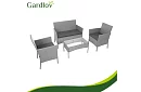 Set de mobilier de grădină – masă, canapea, 2 scaune – gri
