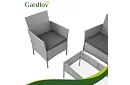 Set de mobilier de grădină – masă, canapea, 2 scaune – gri