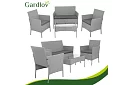 Set de mobilier de grădină – masă, canapea, 2 scaune – gri