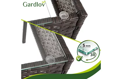 Set de mobilier de grădină – masă, canapea, 2 scaune – maro