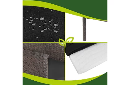 Set de mobilier de grădină – masă, canapea, 2 scaune – maro