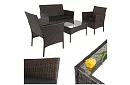 Set de mobilier de grădină – masă, canapea, 2 scaune – maro
