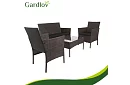 Set de mobilier de grădină – masă, canapea, 2 scaune – maro