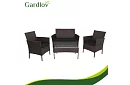 Set de mobilier de grădină – masă, canapea, 2 scaune – maro