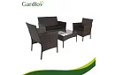 Set de mobilier de grădină – masă, canapea, 2 scaune – maro