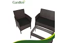 Set de mobilier de grădină – masă, canapea, 2 scaune – maro