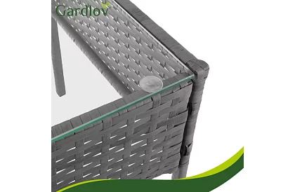 Set de mobilier de grădină – masă, canapea, 2 scaune – gri închis