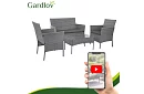 Set de mobilier de grădină – masă, canapea, 2 scaune – gri închis