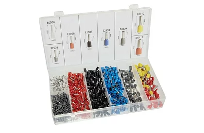 Clește de crimpare pentru conectori 0,25–10 mm2 + set 1200 conectori