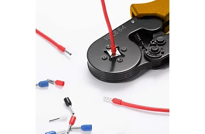 Clește de crimpare pentru conectori 0,25–10 mm2 + set 1200 conectori