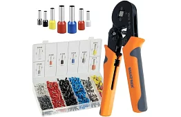 Clește de crimpare pentru conectori 0,25–10 mm2 + set 1200 conectori