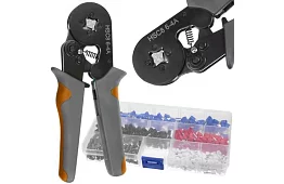 Clește de crimpare pentru conectori 0,25–10 mm2 + 500 bucăți conectori