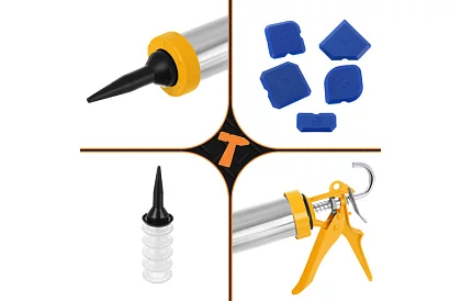 Pistolă de aplicare a chitului 600 ml + 5 duze + 5 spatule