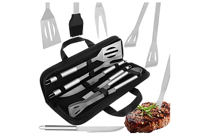 Unelte de grătar din oțel inoxidabil - set de 5 piese