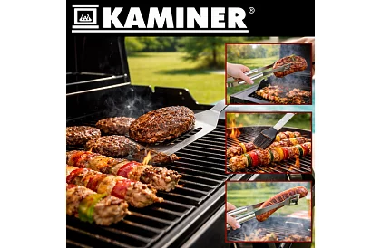 Unelte de grătar din oțel inoxidabil - set de 3 piese