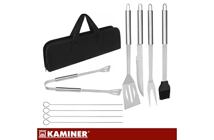 Unelte de grătar din oțel inoxidabil - set de 9 piese