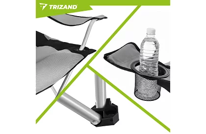 Scaun de pescuit pliabil cu brațe - gri-negru