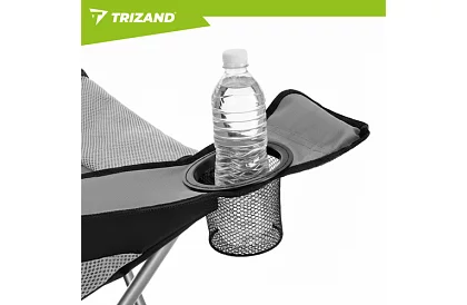 Scaun de pescuit pliabil cu brațe - gri-negru