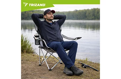 Scaun de pescuit pliabil cu brațe - gri-negru