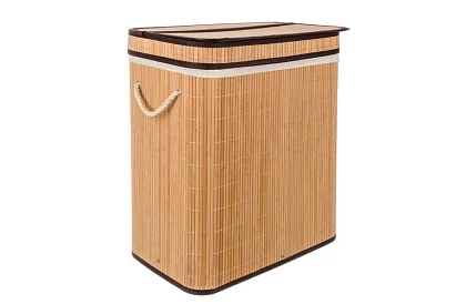 Coș de rufe din bambus – cu două compartimente 100 L