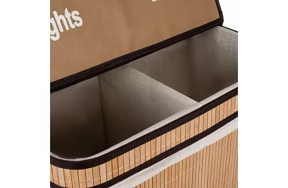 Coș de rufe din bambus – cu două compartimente 100 L