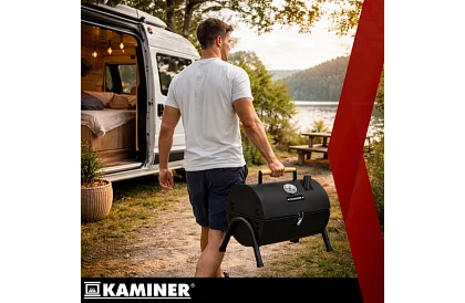 Grătar de camping pe cărbune – 2 grătare, termometru