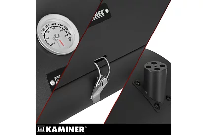 Grătar de camping pe cărbune – 2 grătare, termometru