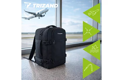 Rucsac de călătorie 2 în 1 – bagaj de mână pentru avion 40 × 20 × 25 cm – negru