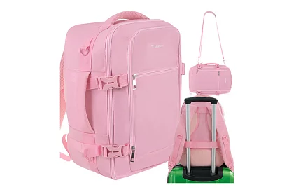 Rucsac de călătorie 2 în 1 – bagaj de mână pentru avion 40 × 20 × 25 cm – roz