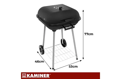 Grătar de grădină pe cărbune 53 x 77 x 46cm – portabil pe roți