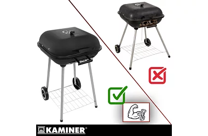 Grătar de grădină pe cărbune 53 x 77 x 46cm – portabil pe roți