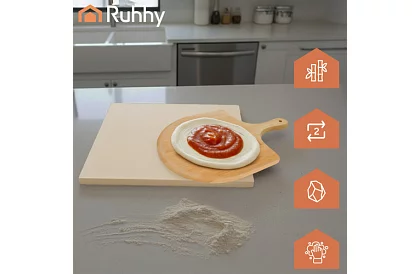 Piatra de copt cordierit pentru pizza cu spatula din bambus